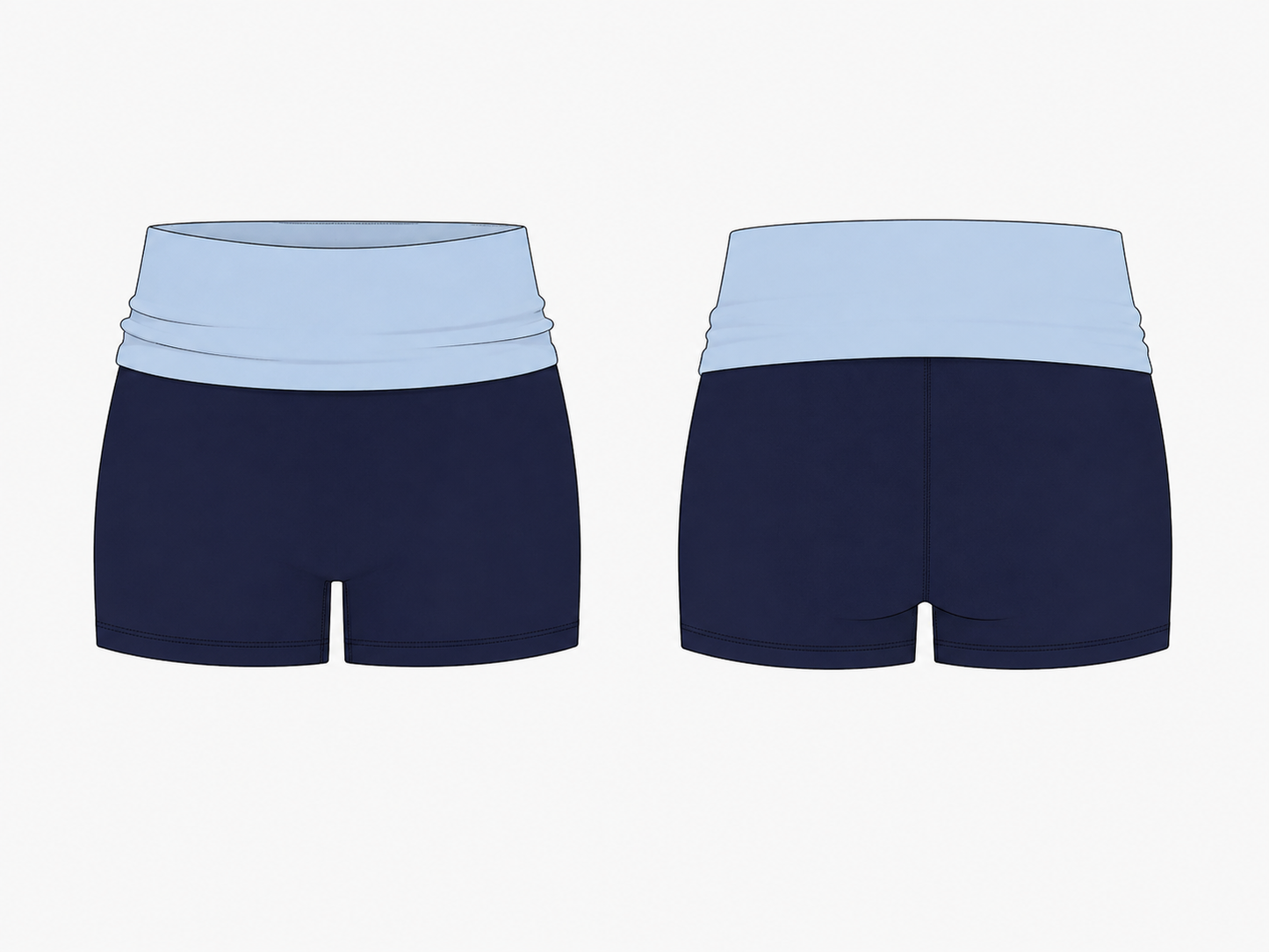 Layer Fold Shorts - Navy Blue