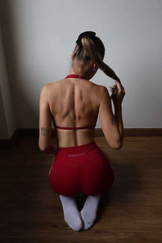 Race halter bra / Red
