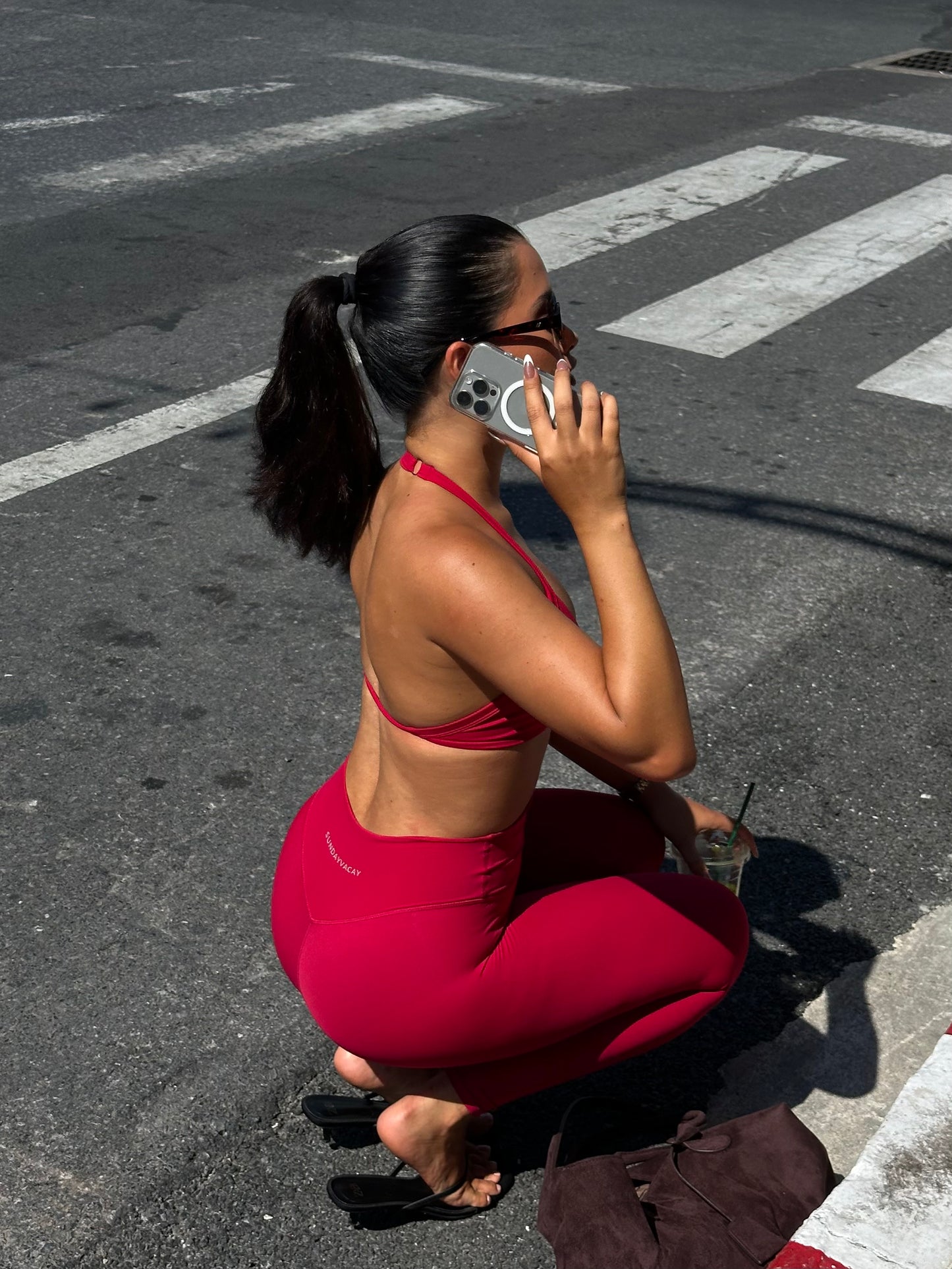 Race halter bra / Red