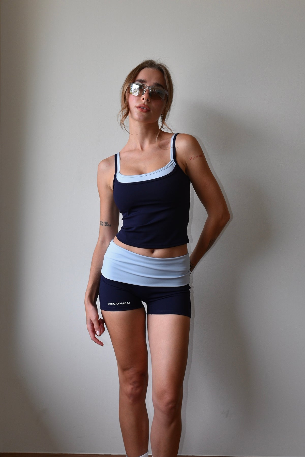 Layer Fold Shorts - Navy Blue