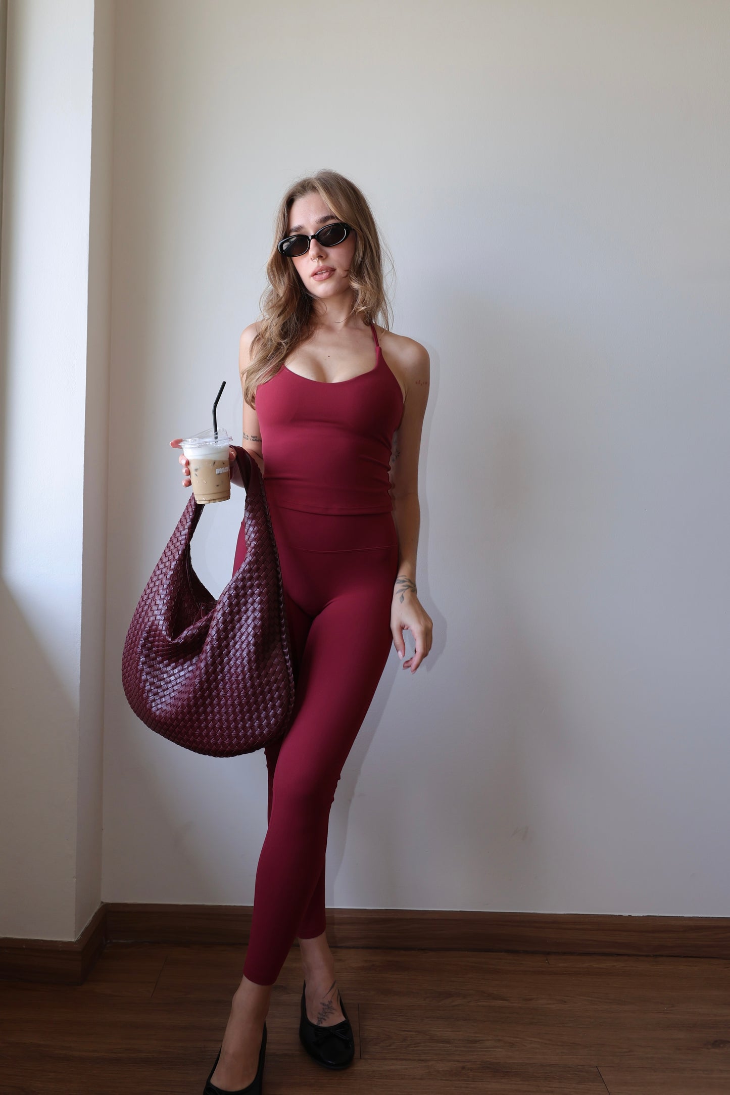 Muse Tie Halter Tank - Cherry