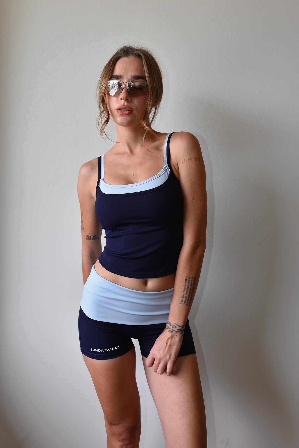 Layer Fold Shorts - Navy Blue