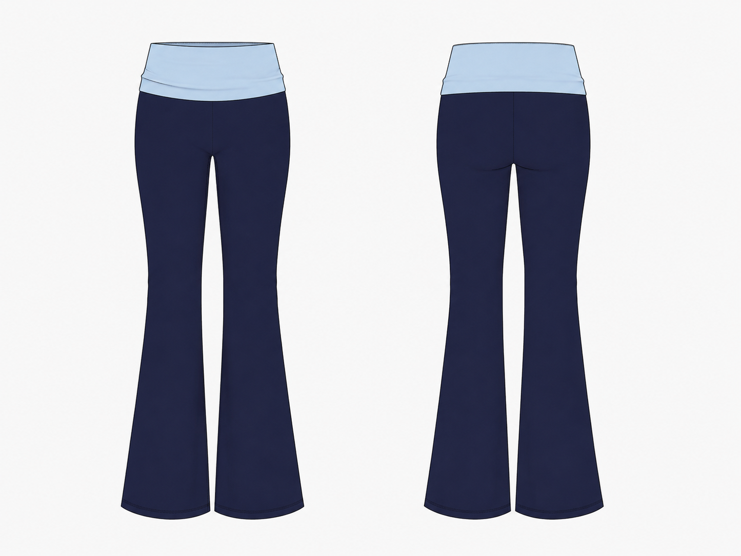 Layer Flare Pants - Navy Blue