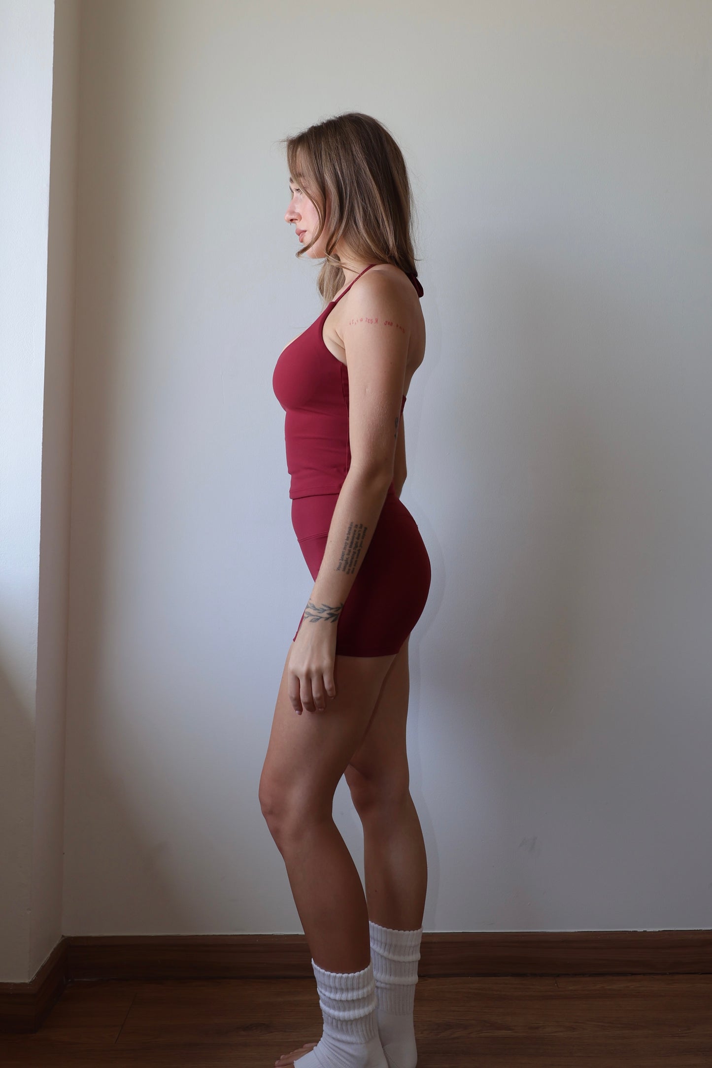 Muse Tie Halter Tank - Cherry