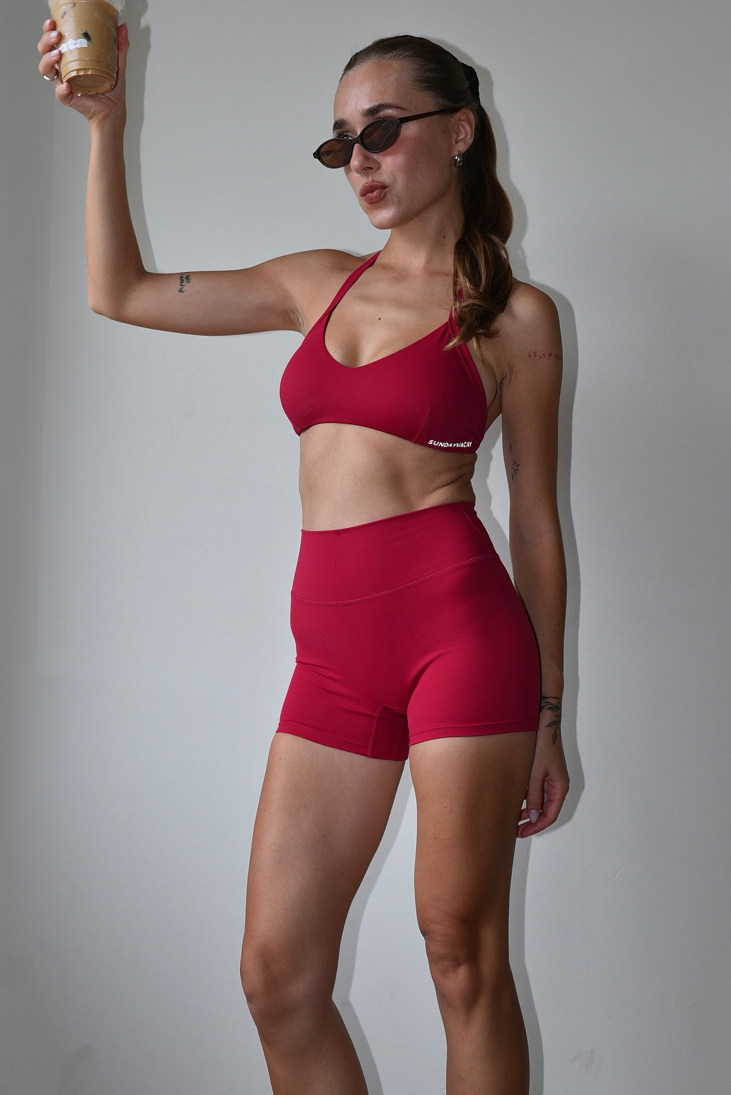 Race halter bra / Red