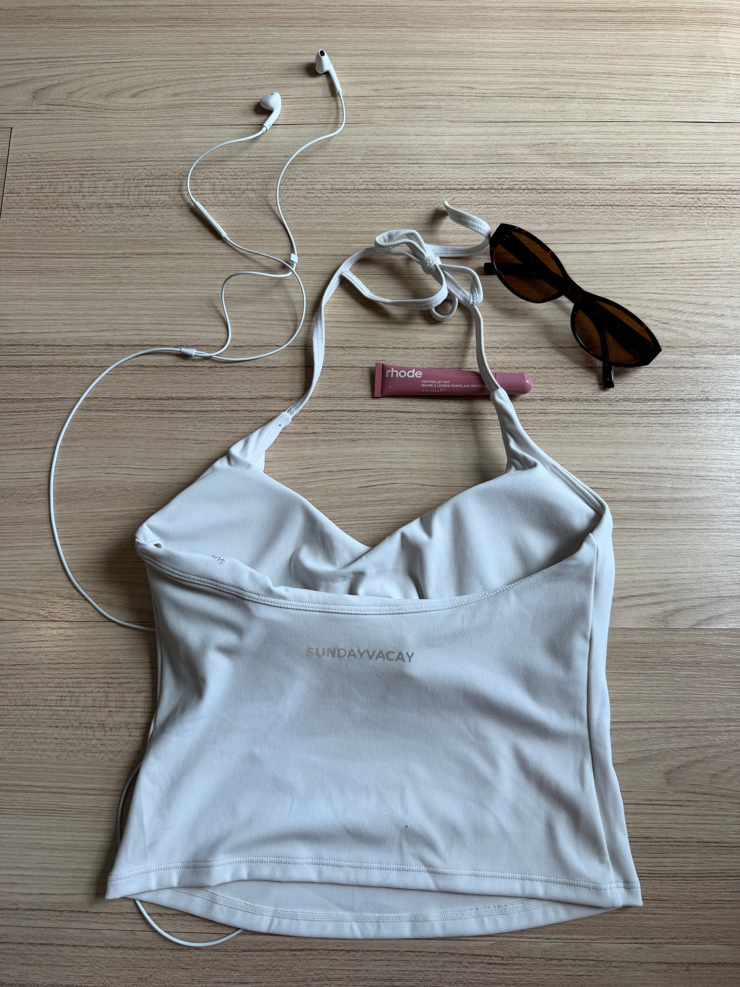 Muse Tie Halter Tank - Offwhite