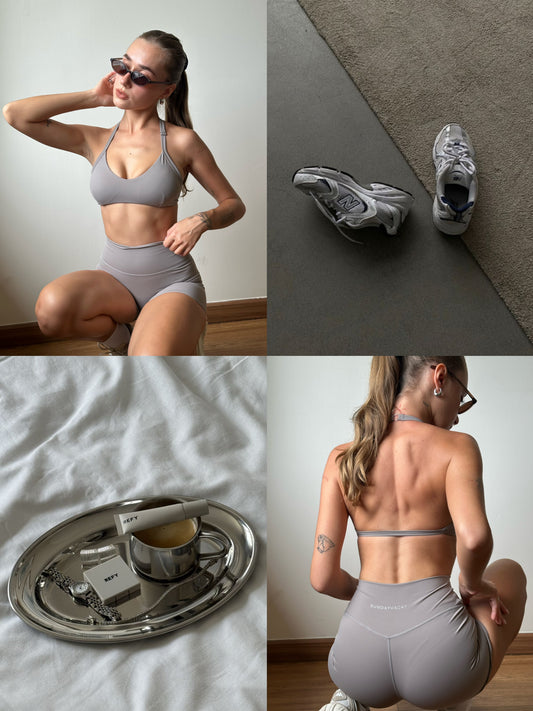 Race halter bra / Nude Grey