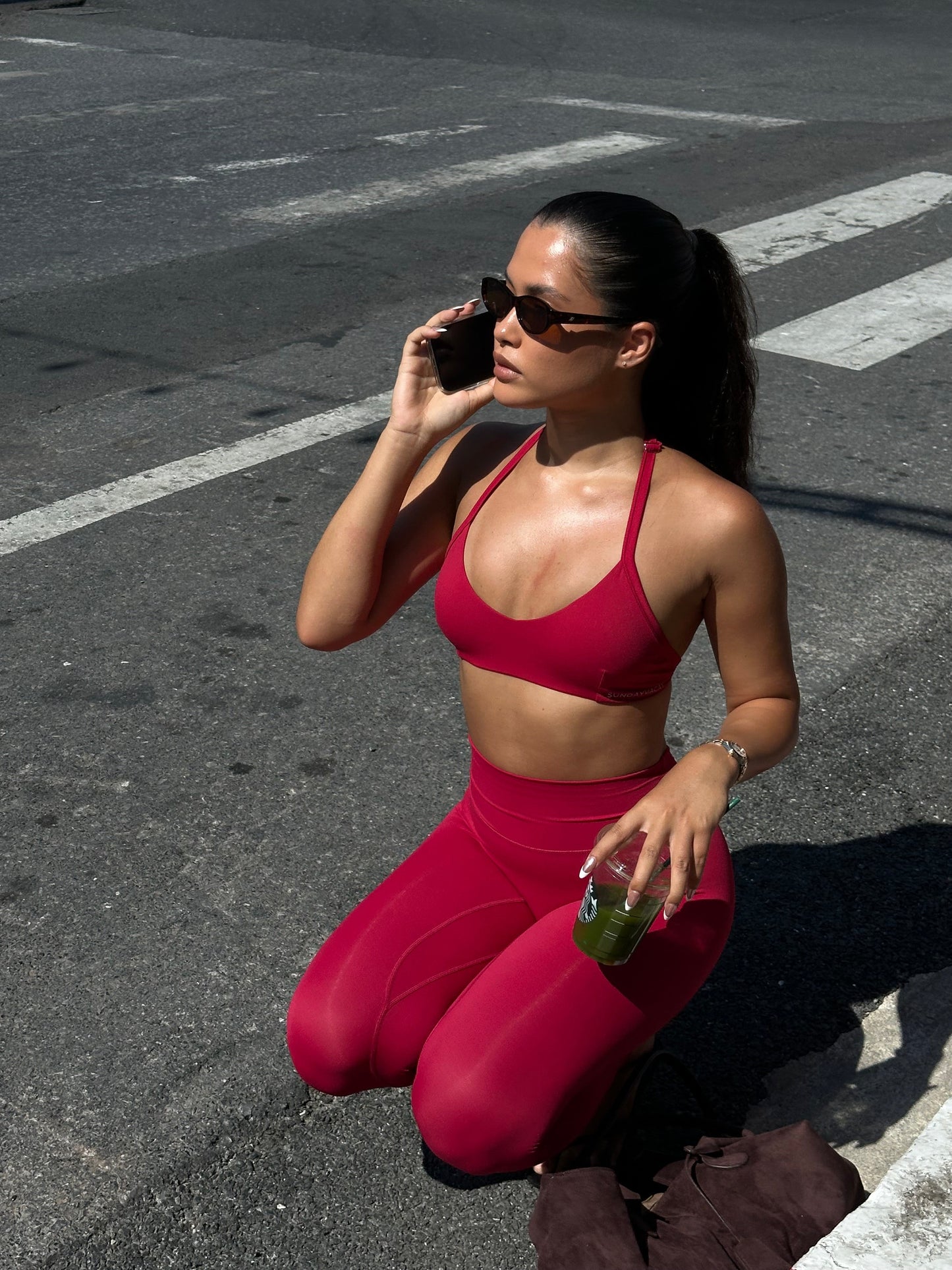 Race halter bra / Red