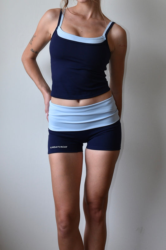 Layer Fold Shorts - Navy Blue